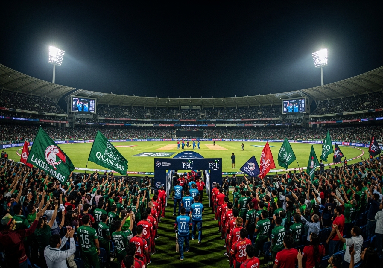 PSL opening match Lahore Qalandars vs Hyderabad Kingsmen stadium scene