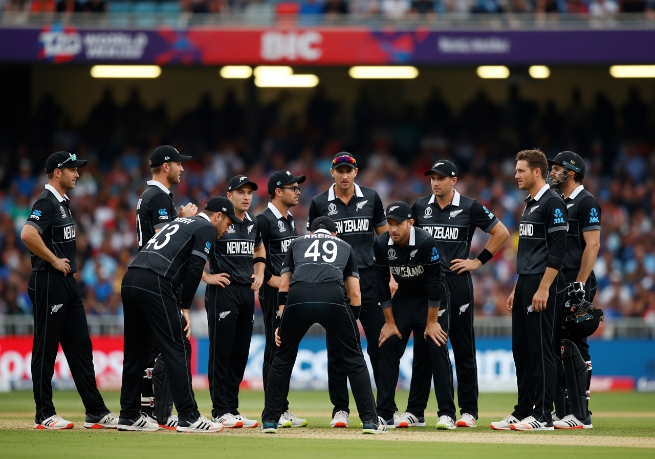 New Zealand team on field during T20 match