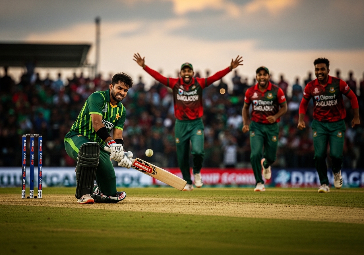Pakistan batting collapse during Bangladesh ODI match