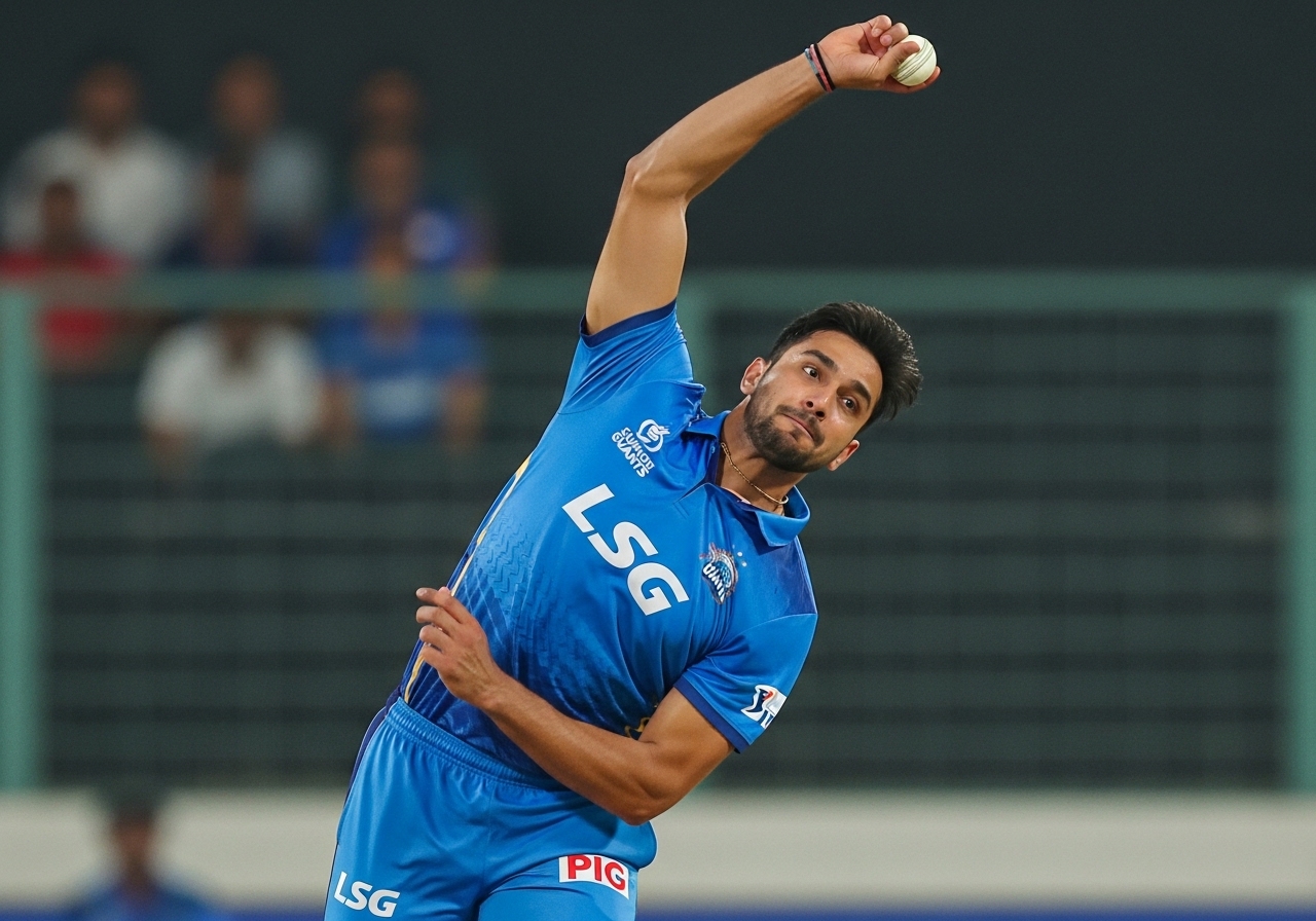 Delhi Capitals fast bowler in action