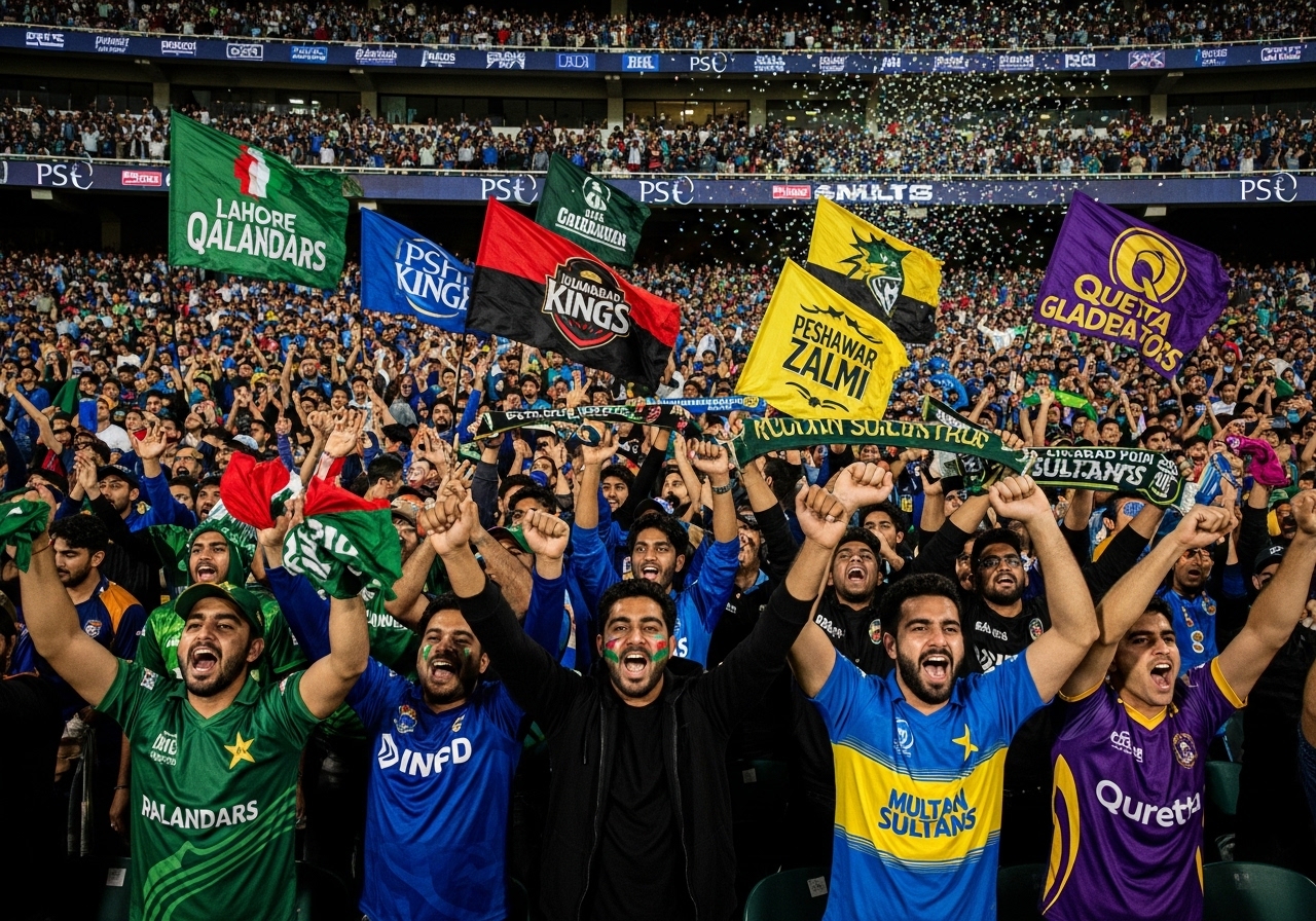 Lahore Qalandars fans cheering in stadium
