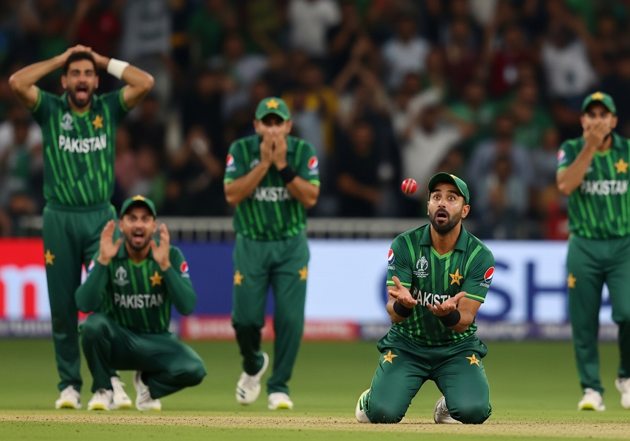 Pakistan fielder dropping catch in T20 match