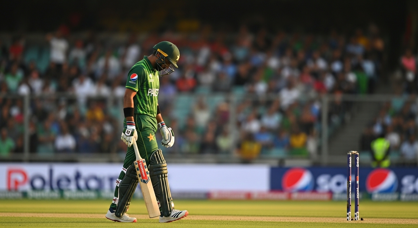 Pakistan batsman walking back after losing wicket