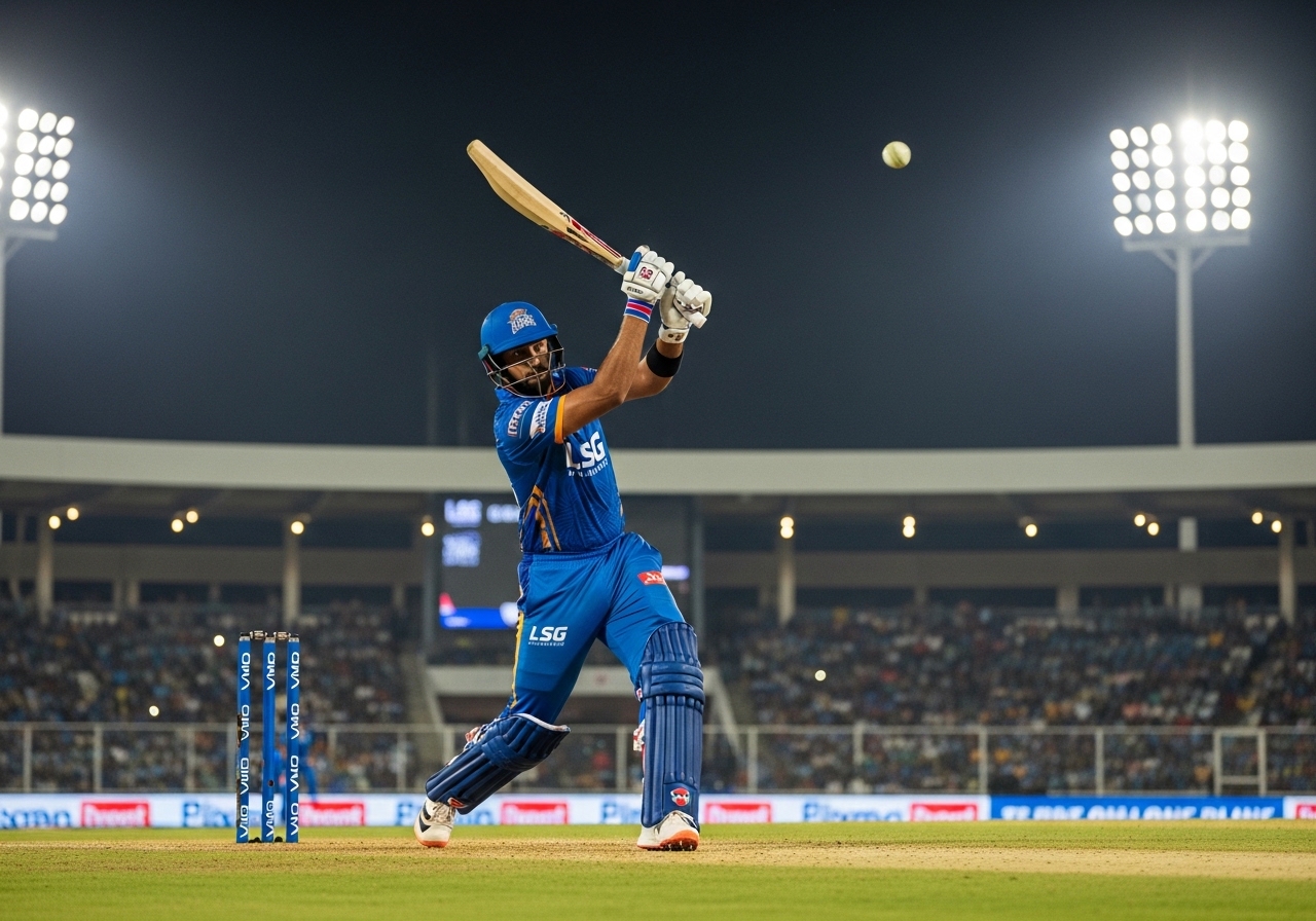 Lucknow Super Giants batsman hitting six