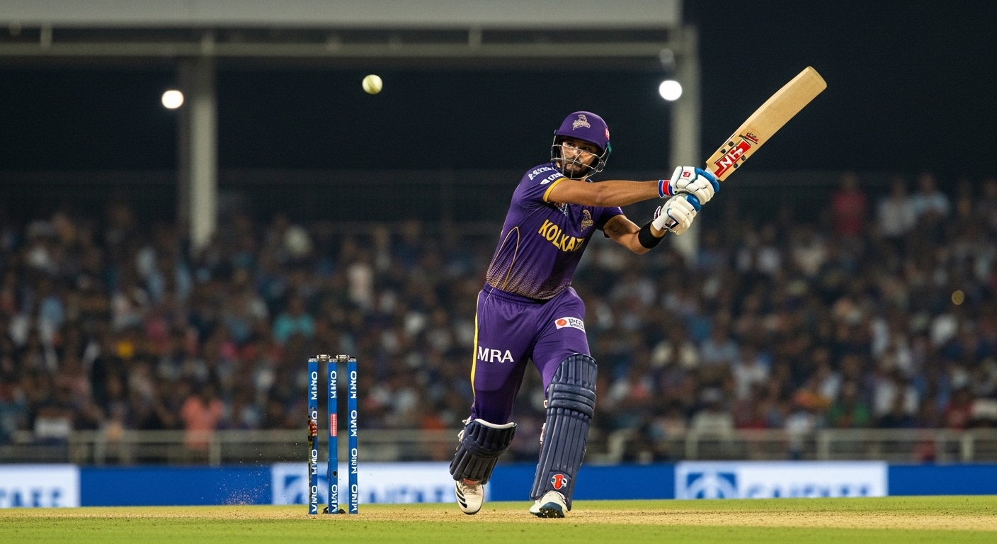 Kolkata Knight Riders batsman hitting six