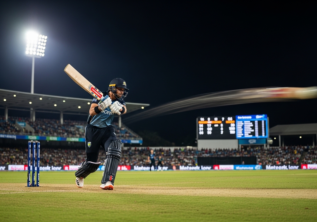 Hyderabad batsman playing aggressive shot