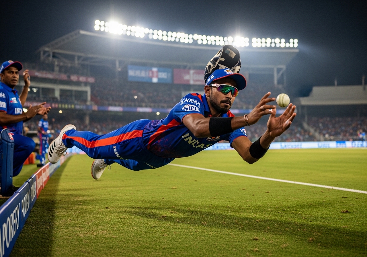 IPL fielder taking diving catch