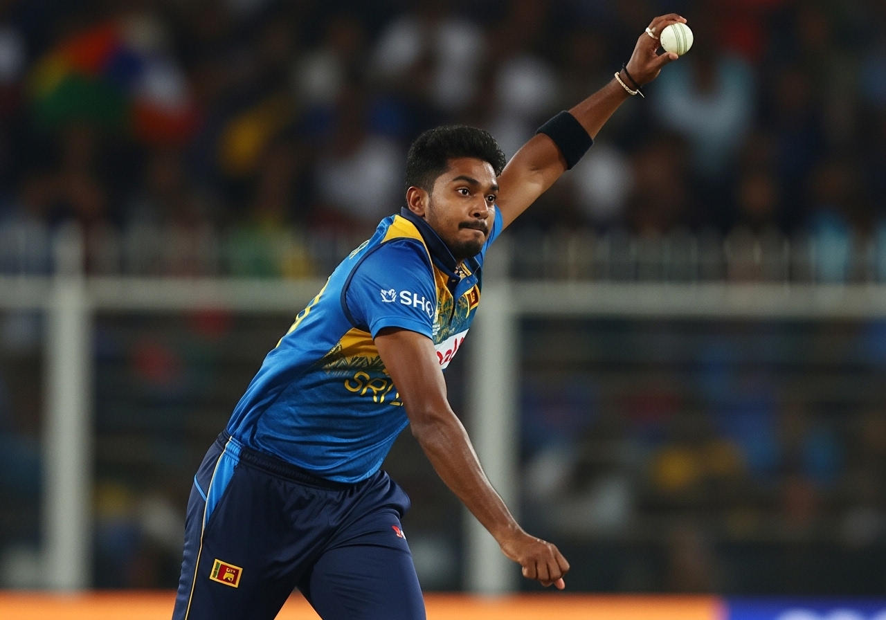 Shanaka  bowling fast in T20 World Cup match