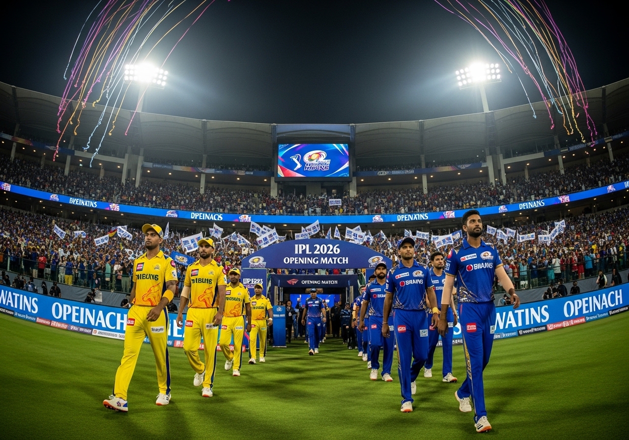 IPL opening match atmosphere in packed stadium