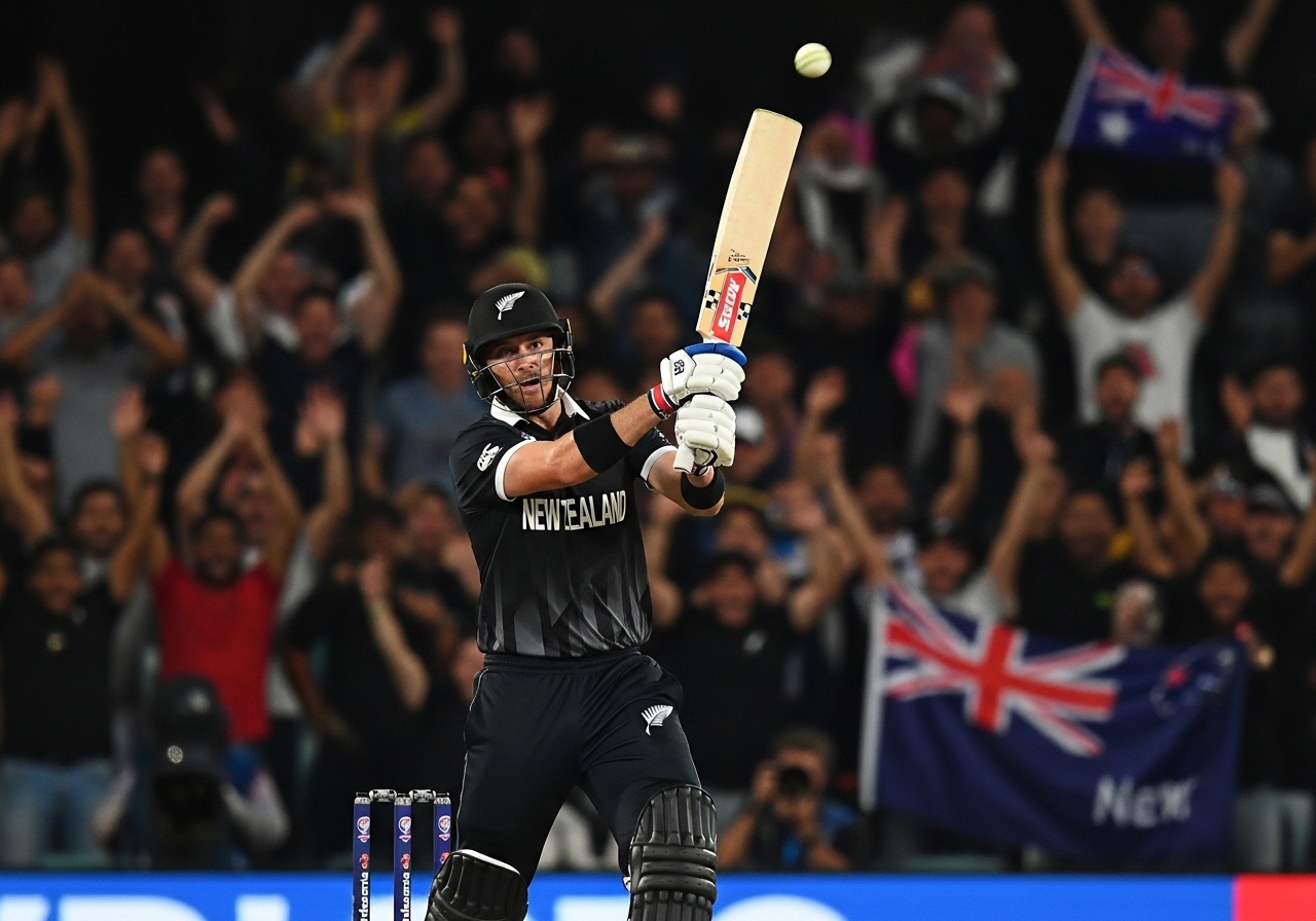 Devon Conway hitting a boundary in T20 match