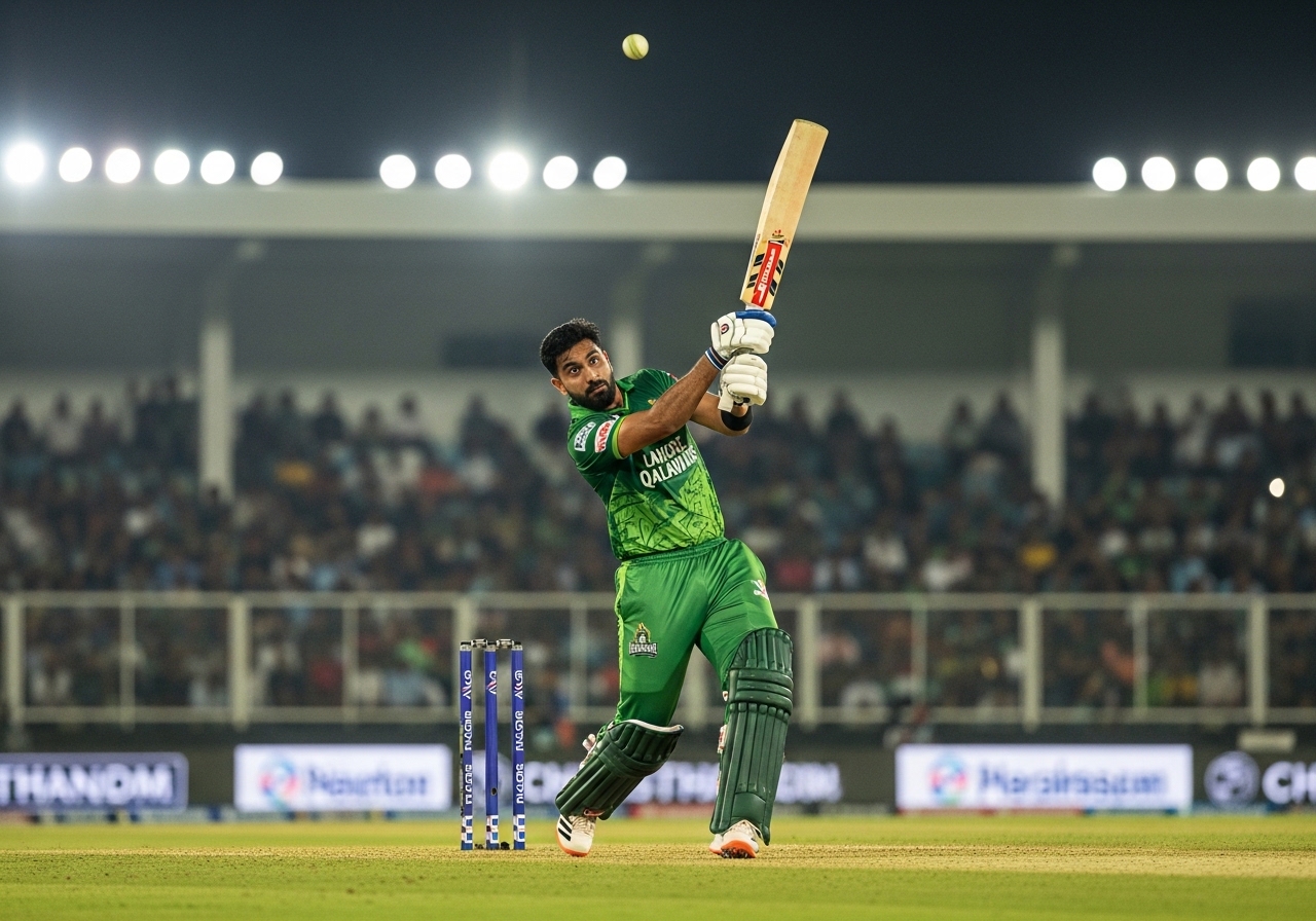 Lahore Qalandars batsman hitting six