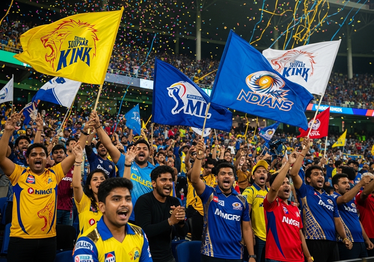 Fans cheering during IPL match