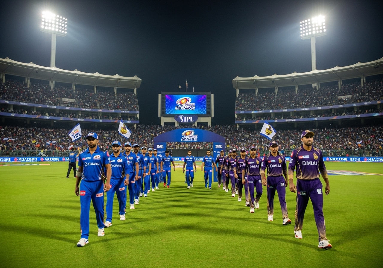 : MI vs KKR match start stadium scene