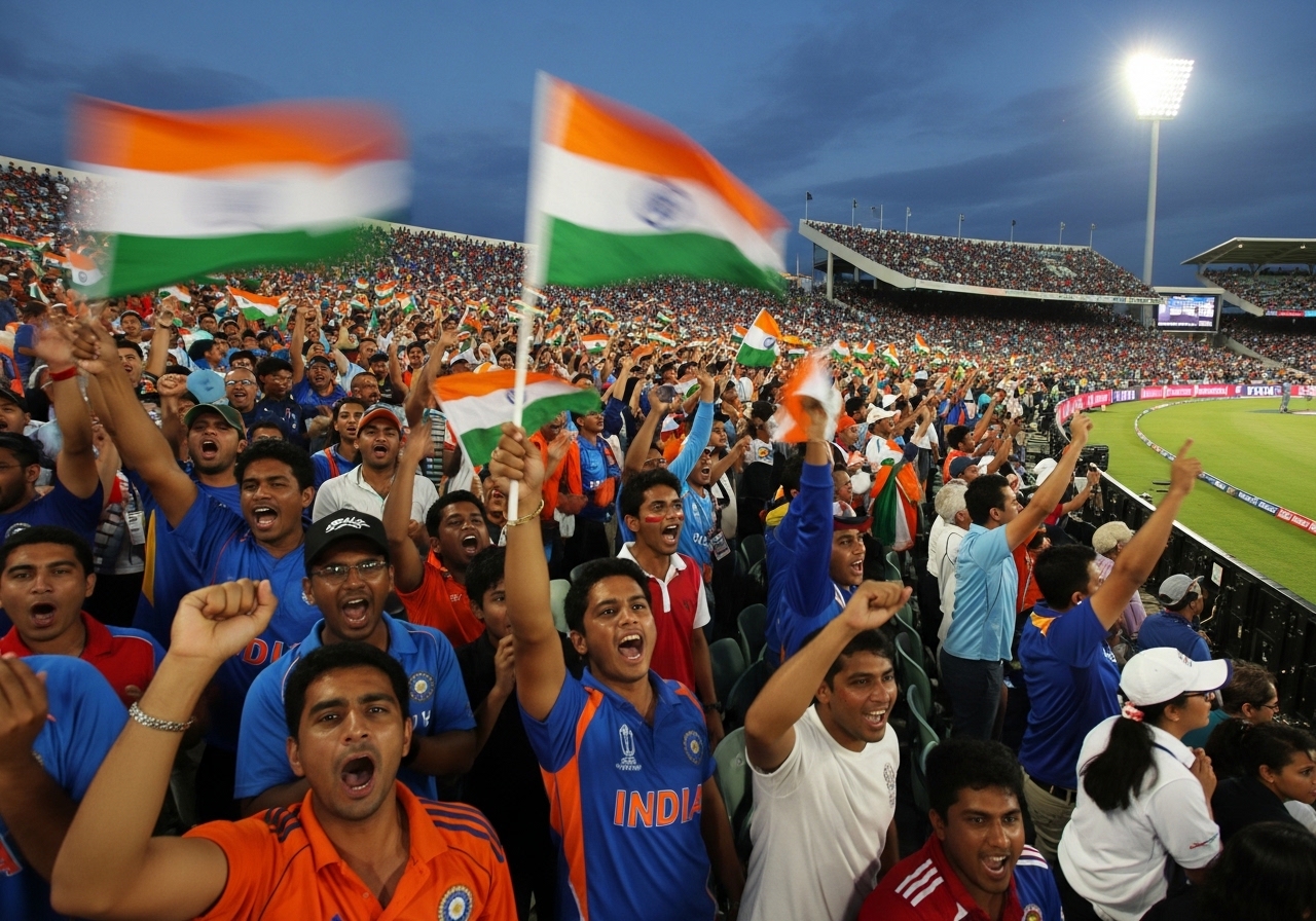 IPL fans cheering in stadium
