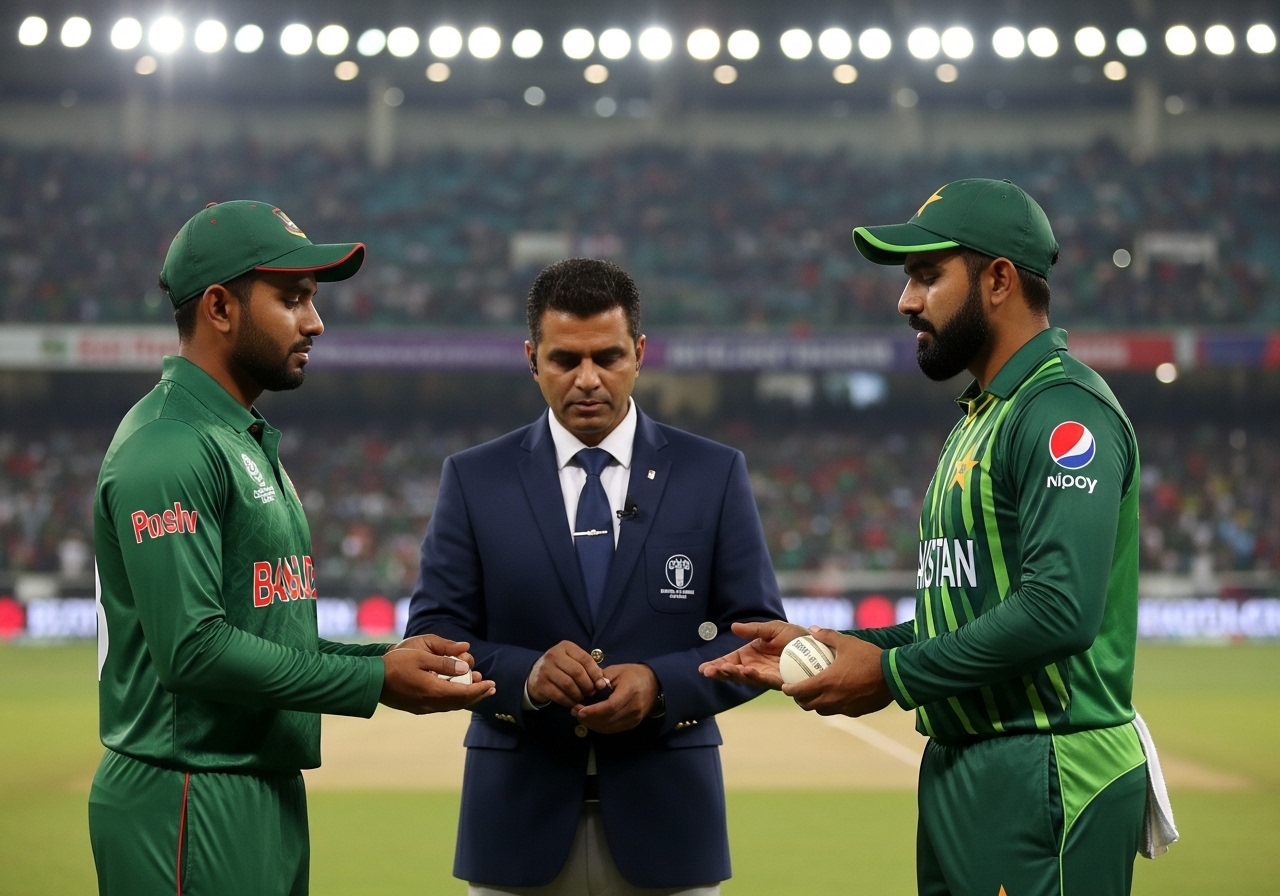 Pakistan vs Bangladesh ODI captains at toss before match