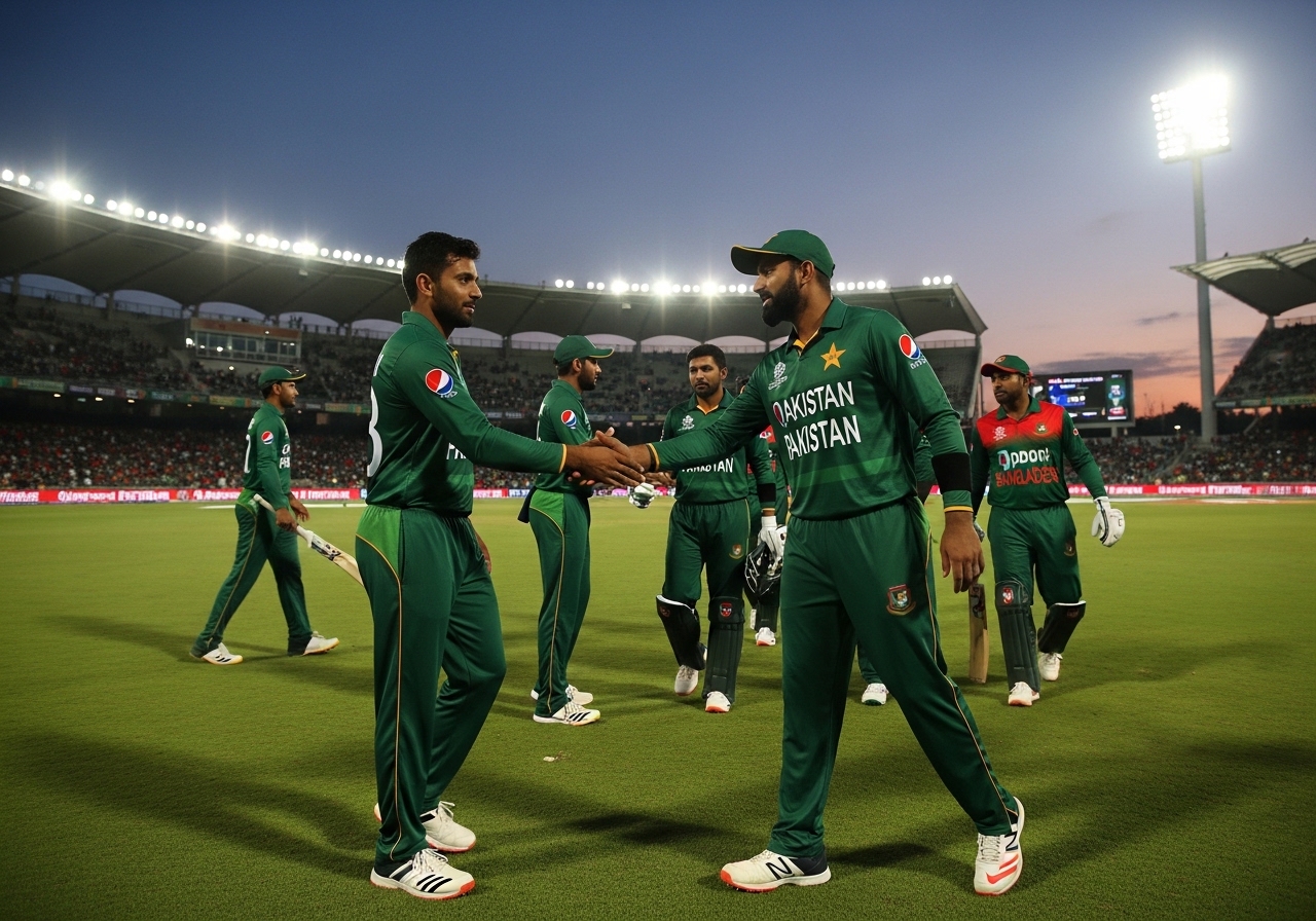 Pakistan vs Bangladesh ODI rivalry match at cricket stadium