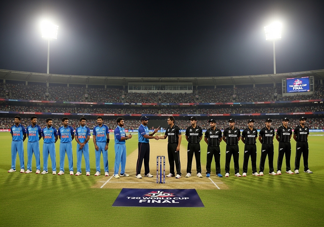 India vs New Zealand T20 World Cup Final stadium scene
