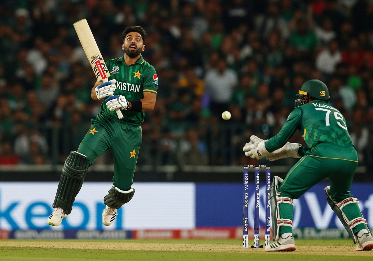 Pakistan batsman caught while playing big shot