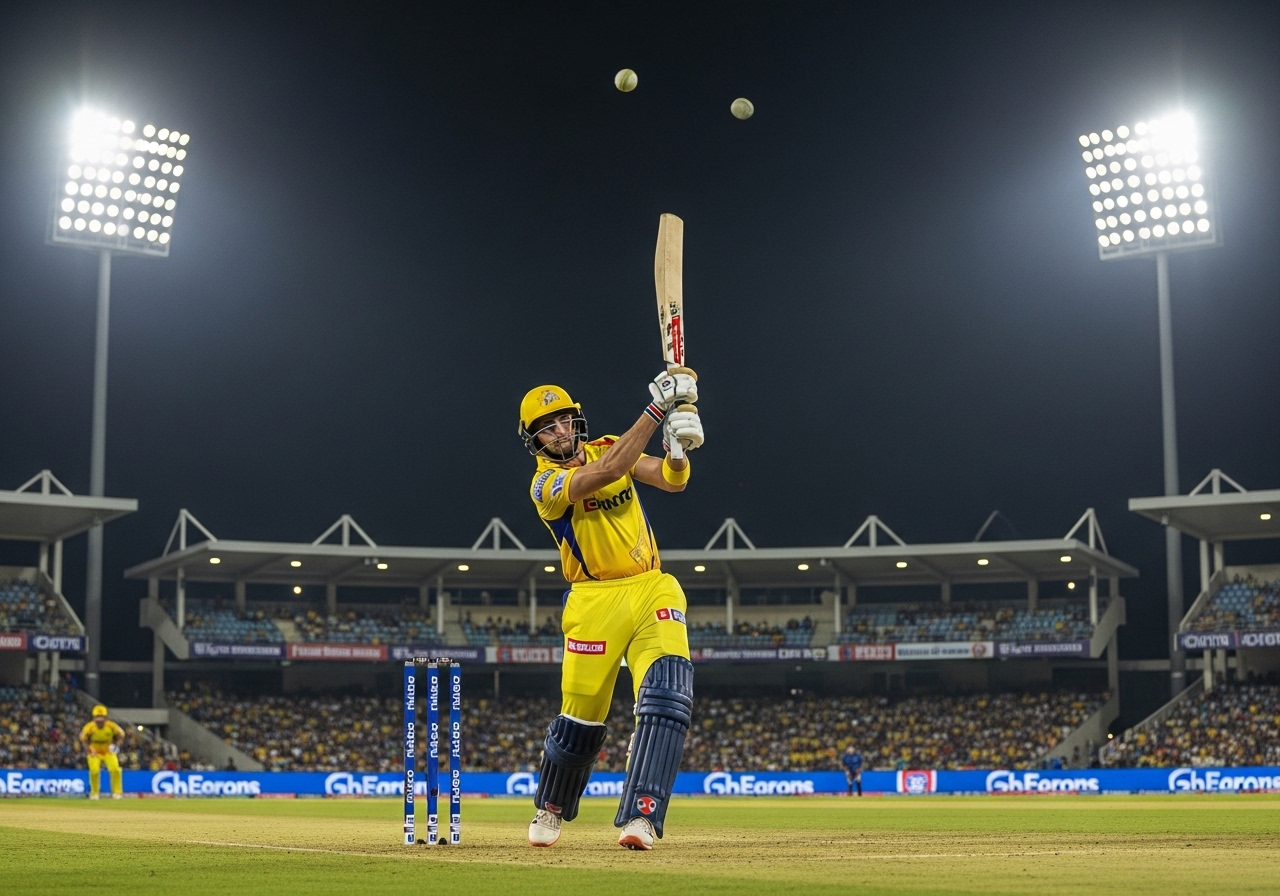 CSK batsman hitting six